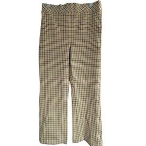 SPANX Flare Dijon Plaid Knit Pants SZ L Preppy Houndstooth check Classic